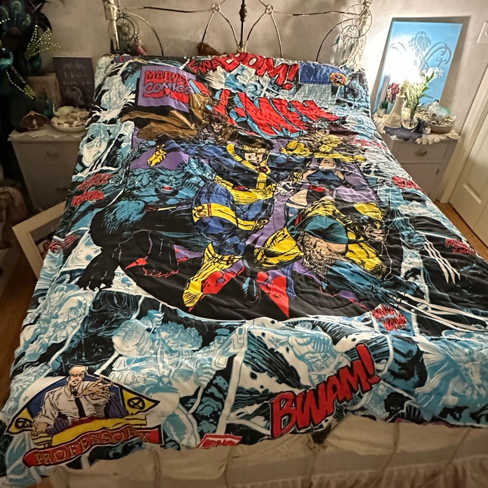 Vintage 1990s X-MEN Marvel Comics Mutant Twin Comforter Blanket 60x90